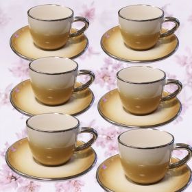 СЕРВИЗ ЗА КАФЕ / 6 чаши +6 чинийки / - ПРОЛЕТНИ ТРЕПЕТИ В ЦВЕТОВЕ