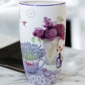 ПОРЦЕЛАНОВА ВАЗА - КОШНИЦА С ЛАВАНДУЛА