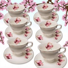 СЕРВИЗ ЗА КАФЕ / 6 чаши +6 чинийки / - МЕЧТАНА ОРХИДЕЯ