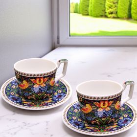 КОМПЛЕКТ ОТ 2 ЧАШИ И 2 ЧИНИЙКИ - ПЕСЕНТА НА СЛАВЕЯ син декор