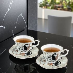 КОМПЛЕКТ ОТ 2 ЧАШИ И 2 ЧИНИЙКИ - ЧЕРНА КОТКА, БЯЛ КОТАРАК
