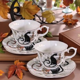 КОМПЛЕКТ ОТ 2 ЧАШИ И 2 ЧИНИЙКИ - ЧЕРНА КОТКА, БЯЛ КОТАРАК