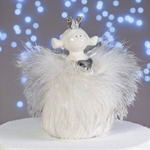 ФИГУРА АНГЕЛ С КОРОНА И РОКЛЯ ОТ ПУХ - СБЪДНАТИ ПУХЕНИ МЕЧТИ 