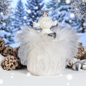 ФИГУРА АНГЕЛ С КОРОНА И РОКЛЯ ОТ ПУХ - СБЪДНАТИ ПУХЕНИ МЕЧТИ 