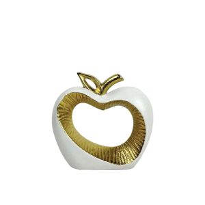 ДЕКОРАЦИЯ СТИЛИЗИРАНА ЯБЪЛКА 20см - ИЗКУСТВО В БЯЛО И ЗЛАТНО