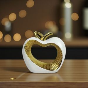 ДЕКОРАЦИЯ СТИЛИЗИРАНА ЯБЪЛКА 20см - ИЗКУСТВО В БЯЛО И ЗЛАТНО