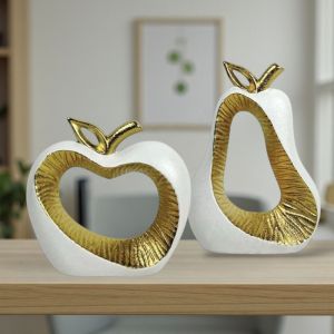 КОМПЛЕКТ ДЕКОРАЦИИ ЯБЪЛКА И КРУША - ИЗКУСТВО В БЯЛО И ЗЛАТНО