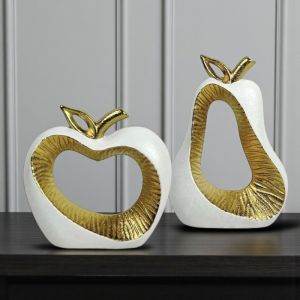 КОМПЛЕКТ ДЕКОРАЦИИ ЯБЪЛКА И КРУША - ИЗКУСТВО В БЯЛО И ЗЛАТНО