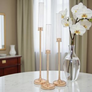 КОМПЛЕКТ ОТ 3 БРОЯ СВЕЩНИКА - СТЪКЛЕН ВИТРАЖ