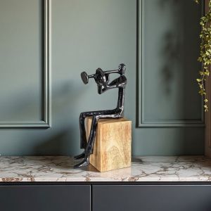 АРТ СТАТУЕТКА ДЪРВО И МЕТАЛ - МУЗИКА ОТ СЪРЦЕТО 