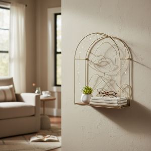 СТЕННА ЕТАЖЕРКА С МЕТАЛНА ОРНАМЕНТИКА ЛИЦЕ НА ЖЕНА