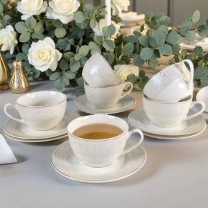 ЛУКСОЗЕН СЕРВИЗ ЗА КАФЕ/ЧАЙ 6 чаши+6 чинийки - НЕЖНА ХАРМОНИЯ