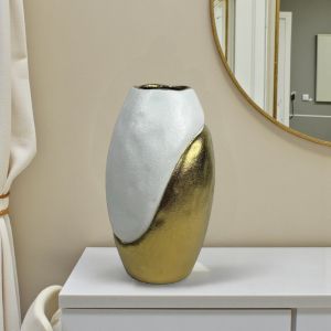 СТИЛНА ВАЗА 30,5см - ИЗКУСТВО В БЯЛО И ЗЛАТО