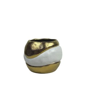 СТИЛНА ВАЗА 19см - ИЗКУСТВО В БЯЛО И ЗЛАТО