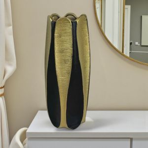 СТИЛНА ВАЗА 40см - ИЗКУСТВО В ЧЕРНО И ЗЛАТО 