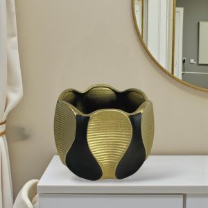 СТИЛНА ВАЗА / КУПА  23см - ИЗКУСТВО В ЧЕРНО И ЗЛАТО