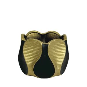 СТИЛНА ВАЗА / КУПА  18см - ИЗКУСТВО В ЧЕРНО И ЗЛАТО