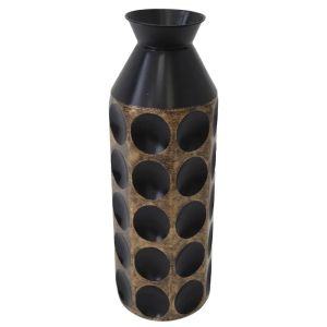 ВИСОКА МЕТАЛНА ВАЗА 61,5см - ЧЕРНИ РИНГОВЕ