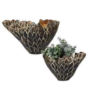 МЕТАЛНА ВАЗА / КАШПА /голяма/ - ЧЕРНИ РИНГОВЕ