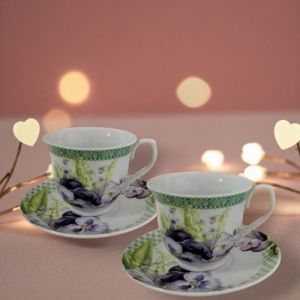 СЕРВИЗ КАФЕ / ЧАЙ 6 чаши + 6 чинийки - ПРОЛЕТНИ ТЕМЕНУГИ