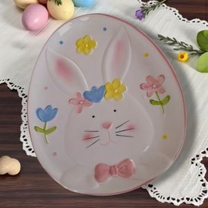 ВЕЛИКДЕНСКО ПЛАТО  ОВАЛ  /голямо/ -  РОЗОВИ УСМИВКИ И ЦВЕТЯ