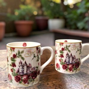 КОМПЛЕКТ ОТ 2 броя ЧАШИ - ЛЮБОВЕН ЗАМЪК ОТ РОЗИ