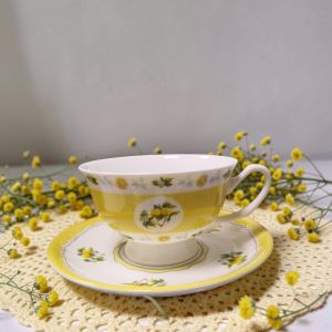 КОМПЛЕКТ ЧАША И ЧИНИЙКА ЗА КАФЕ / ЧАЙ - ЛИМОНИ, ЛИМОНАДА, ЛИМОНЧЕЛО