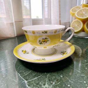 СЕРВИЗ ЗА КАФЕ / ЧАЙ  6  чаши + 6 чинийки - ЛИМОНИ, ЛИМОНАДА, ЛИМОНЧЕЛО