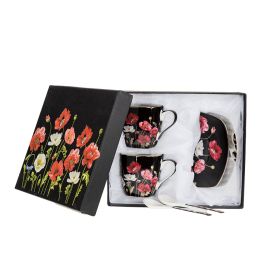 Комплект от две чаши  с две чинийки и две лъжички