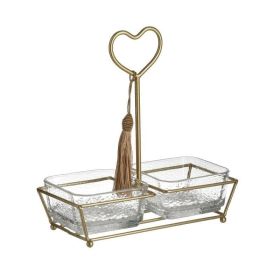 Стъклени купи 2 броя с метален поднос